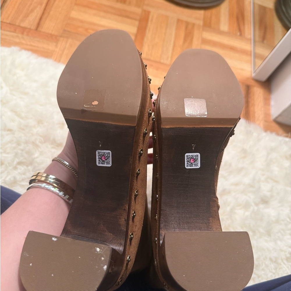 Larroude Brown Suede Studded Clog Ankle Bootie - Picture 6 of 6